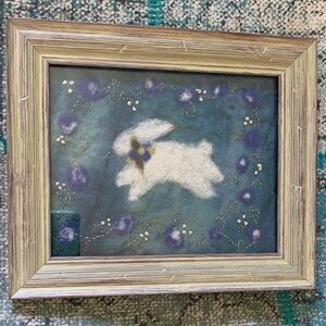 Framed Felted Rabbit Art for Children’s Decor